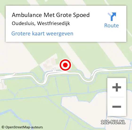 Locatie op kaart van de 112 melding: Ambulance Met Grote Spoed Naar Oudesluis, Westfriesedijk op 29 september 2023 15:44