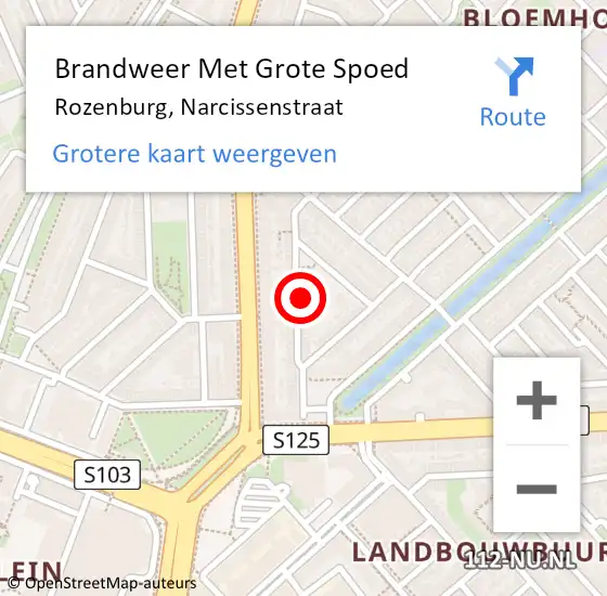Locatie op kaart van de 112 melding: Brandweer Met Grote Spoed Naar Rotterdam, Narcissenstraat op 29 september 2023 16:00