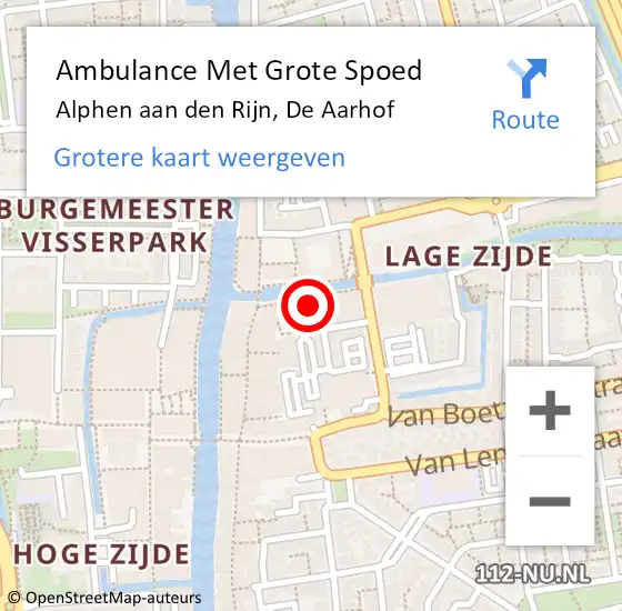 Locatie op kaart van de 112 melding: Ambulance Met Grote Spoed Naar Alphen aan den Rijn, De Aarhof op 29 september 2023 16:27