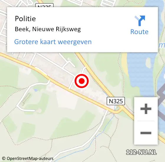 Locatie op kaart van de 112 melding: Politie Beek, Nieuwe Rijksweg op 29 september 2023 18:24