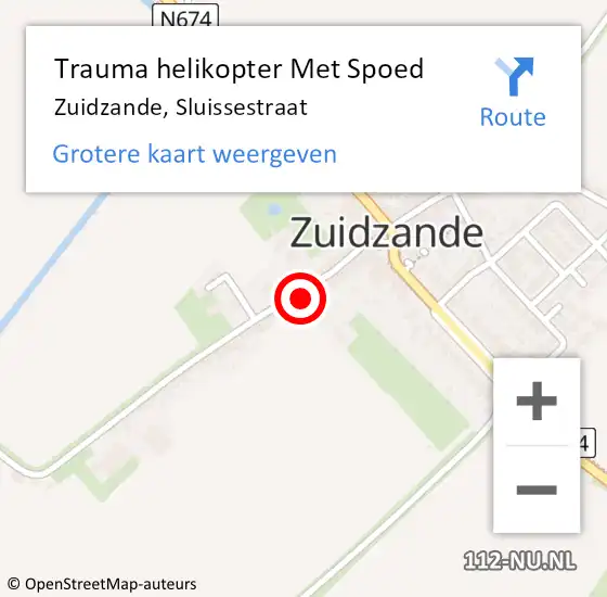 Locatie op kaart van de 112 melding: Trauma helikopter Met Spoed Naar Zuidzande, Sluissestraat op 29 september 2023 18:31