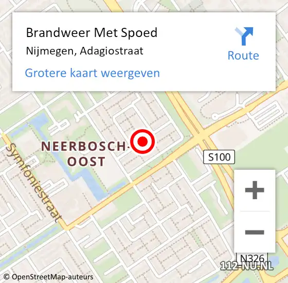 Locatie op kaart van de 112 melding: Brandweer Met Spoed Naar Nijmegen, Adagiostraat op 29 september 2023 18:59