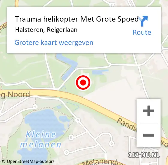 Locatie op kaart van de 112 melding: Trauma helikopter Met Grote Spoed Naar Halsteren, Reigerlaan op 29 september 2023 19:38