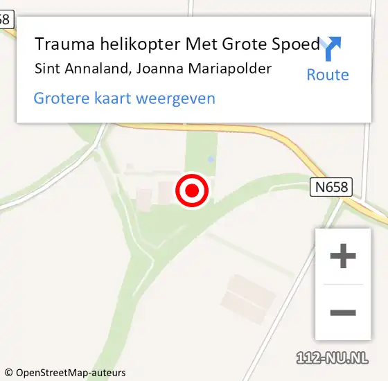 Locatie op kaart van de 112 melding: Trauma helikopter Met Grote Spoed Naar Sint Annaland, Joanna Mariapolder op 29 september 2023 21:36