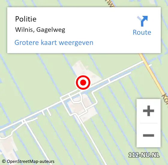 Locatie op kaart van de 112 melding: Politie Wilnis, Gagelweg op 29 september 2023 22:40