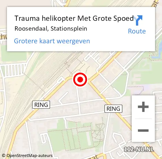Locatie op kaart van de 112 melding: Trauma helikopter Met Grote Spoed Naar Roosendaal, Stationsplein op 29 september 2023 23:35