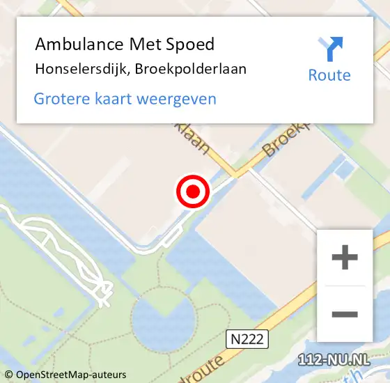 Locatie op kaart van de 112 melding: Ambulance Met Spoed Naar Honselersdijk, Broekpolderlaan op 29 september 2023 23:47