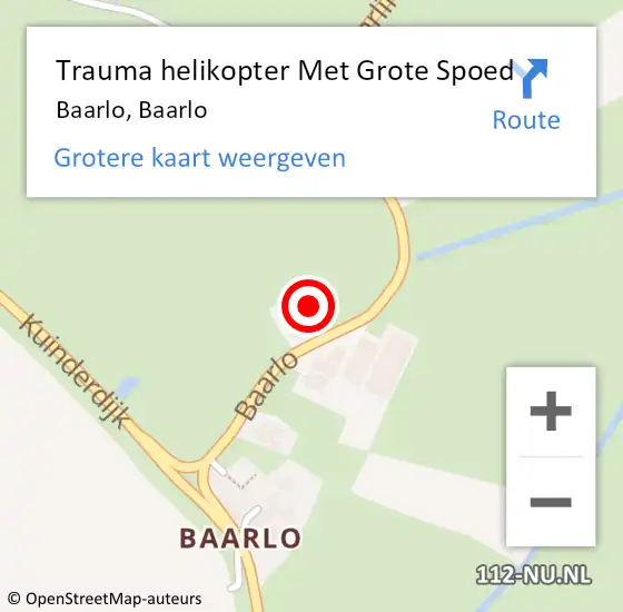 Locatie op kaart van de 112 melding: Trauma helikopter Met Grote Spoed Naar Baarlo, Baarlo op 30 september 2023 00:28