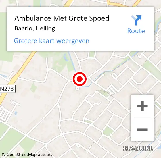 Locatie op kaart van de 112 melding: Ambulance Met Grote Spoed Naar Baarlo, Helling op 30 september 2023 00:29