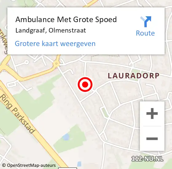 Locatie op kaart van de 112 melding: Ambulance Met Grote Spoed Naar Landgraaf, Olmenstraat op 14 oktober 2013 07:17