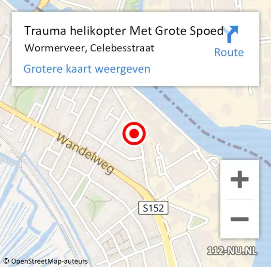 Locatie op kaart van de 112 melding: Trauma helikopter Met Grote Spoed Naar Wormerveer, Celebesstraat op 30 september 2023 02:21
