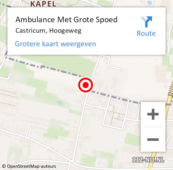 Locatie op kaart van de 112 melding: Ambulance Met Grote Spoed Naar Castricum, Hoogeweg op 30 september 2023 03:47
