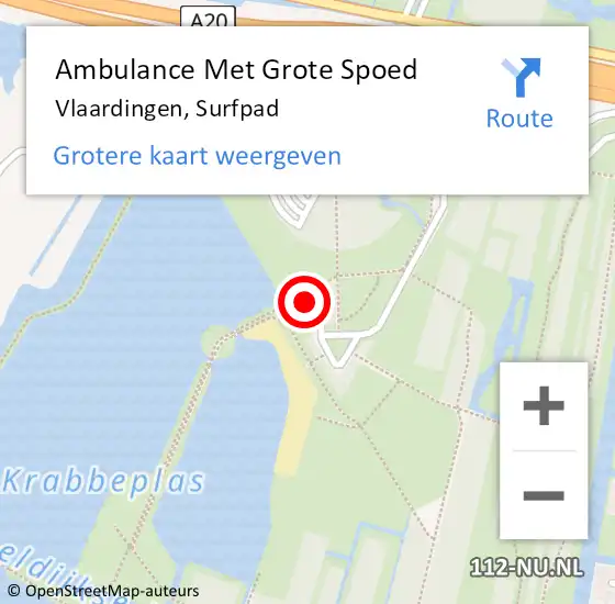 Locatie op kaart van de 112 melding: Ambulance Met Grote Spoed Naar Vlaardingen, Surfpad op 30 september 2023 04:29