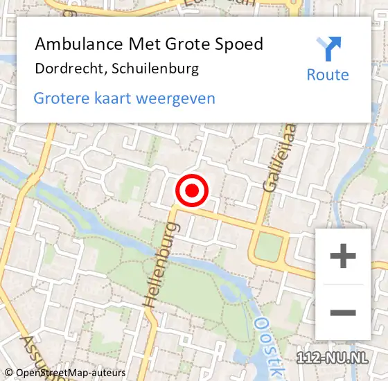Locatie op kaart van de 112 melding: Ambulance Met Grote Spoed Naar Dordrecht, Schuilenburg op 30 september 2023 05:05