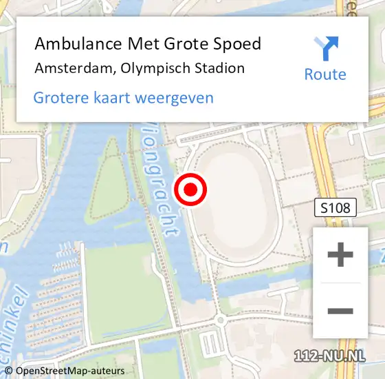 Locatie op kaart van de 112 melding: Ambulance Met Grote Spoed Naar Amsterdam, Olympisch Stadion op 30 september 2023 06:13