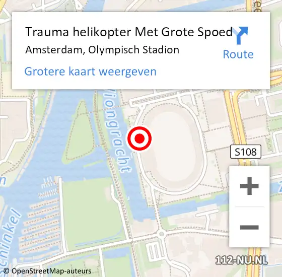 Locatie op kaart van de 112 melding: Trauma helikopter Met Grote Spoed Naar Amsterdam, Olympisch Stadion op 30 september 2023 06:14