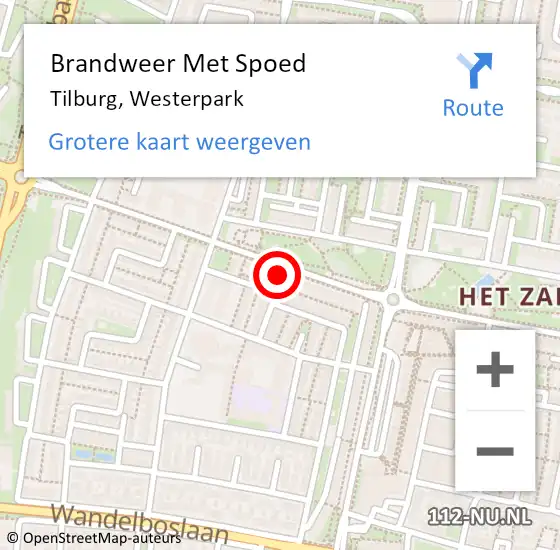 Locatie op kaart van de 112 melding: Brandweer Met Spoed Naar Tilburg, Westerpark op 30 september 2023 06:24