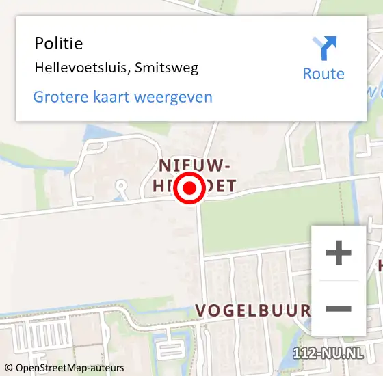 Locatie op kaart van de 112 melding: Politie Hellevoetsluis, Smitsweg op 30 september 2023 07:42