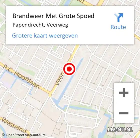 Locatie op kaart van de 112 melding: Brandweer Met Grote Spoed Naar Papendrecht, Veerweg op 30 september 2023 08:12