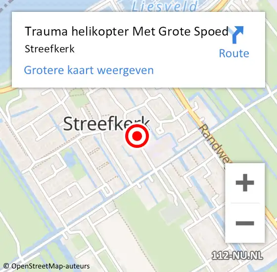 Locatie op kaart van de 112 melding: Trauma helikopter Met Grote Spoed Naar Streefkerk op 30 september 2023 08:17