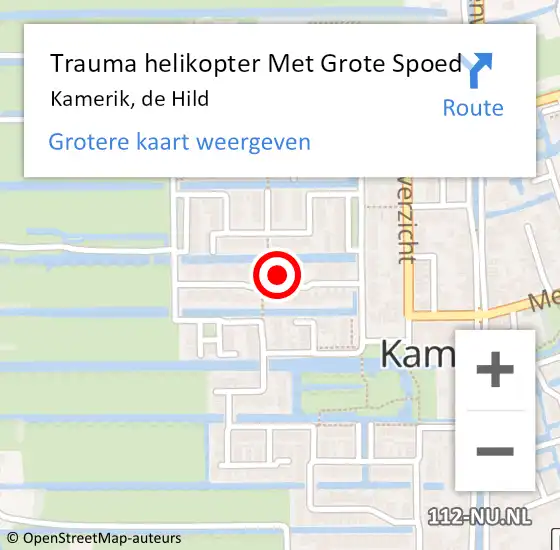 Locatie op kaart van de 112 melding: Trauma helikopter Met Grote Spoed Naar Kamerik, de Hild op 30 september 2023 08:30