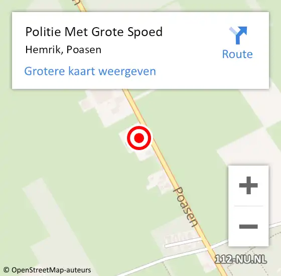 Locatie op kaart van de 112 melding: Politie Met Grote Spoed Naar Hemrik, Poasen op 30 september 2023 08:44