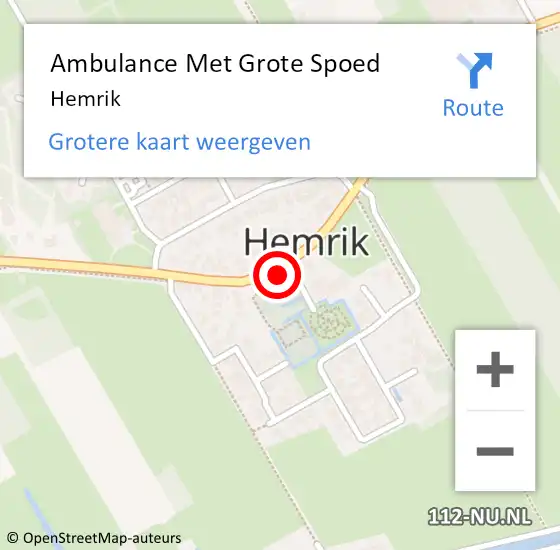 Locatie op kaart van de 112 melding: Ambulance Met Grote Spoed Naar Hemrik op 30 september 2023 08:46