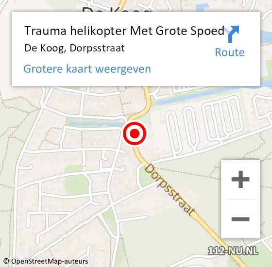 Locatie op kaart van de 112 melding: Trauma helikopter Met Grote Spoed Naar De Koog, Dorpsstraat op 30 september 2023 09:02