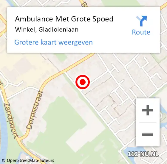 Locatie op kaart van de 112 melding: Ambulance Met Grote Spoed Naar Winkel, Gladiolenlaan op 30 september 2023 09:09
