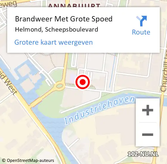 Locatie op kaart van de 112 melding: Brandweer Met Grote Spoed Naar Helmond, Scheepsboulevard op 30 september 2023 09:34