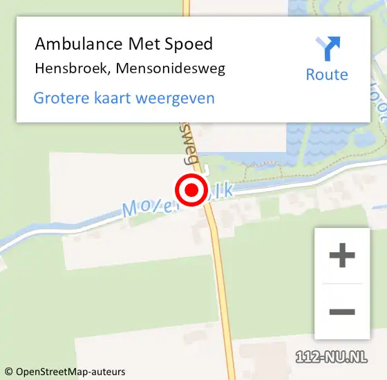 Locatie op kaart van de 112 melding: Ambulance Met Spoed Naar Hensbroek, Mensonidesweg op 30 september 2023 11:04