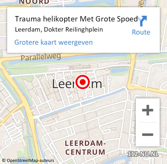 Locatie op kaart van de 112 melding: Trauma helikopter Met Grote Spoed Naar Leerdam, Dokter Reilinghplein op 30 september 2023 11:13