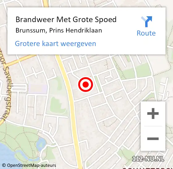 Locatie op kaart van de 112 melding: Brandweer Met Grote Spoed Naar Brunssum, Prins Hendriklaan op 30 september 2023 11:38