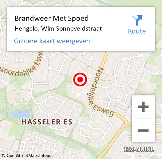 Locatie op kaart van de 112 melding: Brandweer Met Spoed Naar Hengelo, Wim Sonneveldstraat op 30 september 2023 12:55