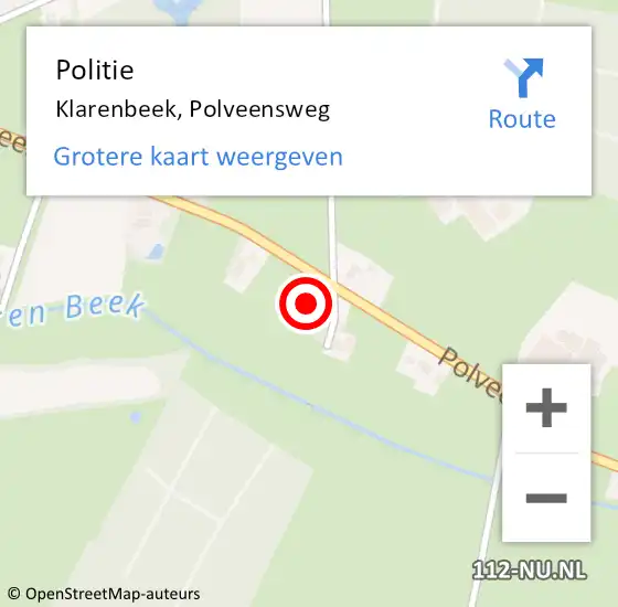 Locatie op kaart van de 112 melding: Politie Klarenbeek, Polveensweg op 30 september 2023 13:34