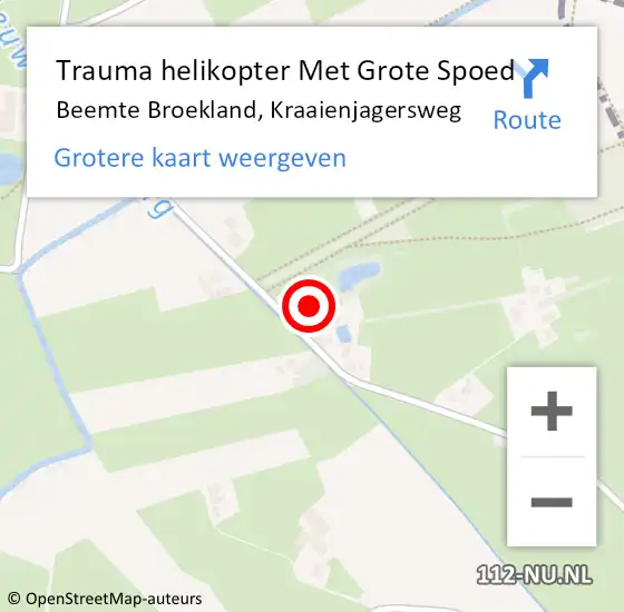 Locatie op kaart van de 112 melding: Trauma helikopter Met Grote Spoed Naar Beemte Broekland, Kraaienjagersweg op 30 september 2023 14:14
