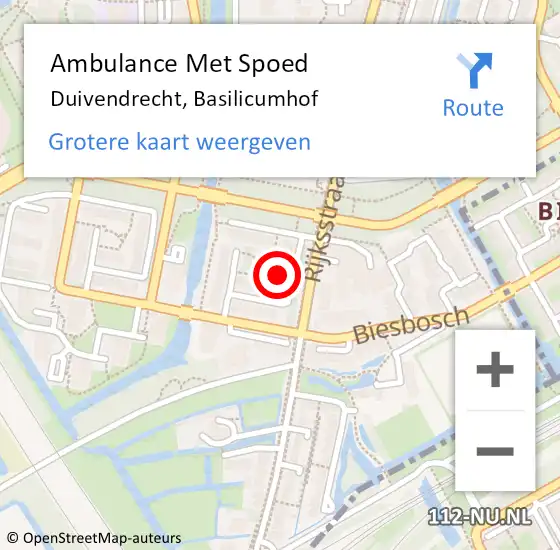 Locatie op kaart van de 112 melding: Ambulance Met Spoed Naar Duivendrecht, Basilicumhof op 30 september 2023 15:44