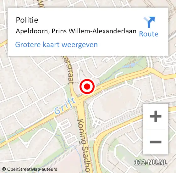 Locatie op kaart van de 112 melding: Politie Apeldoorn, Prins Willem-Alexanderlaan op 30 september 2023 15:45