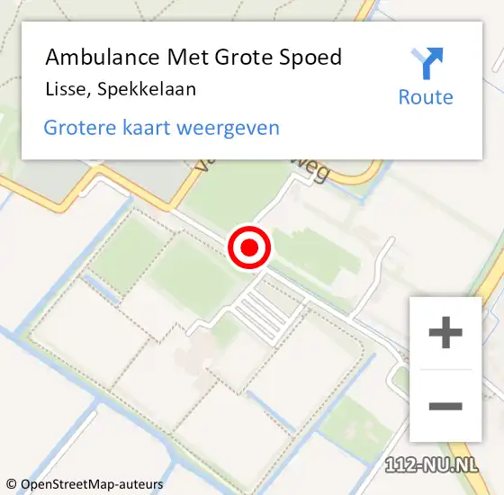 Locatie op kaart van de 112 melding: Ambulance Met Grote Spoed Naar Lisse, Spekkelaan op 30 september 2023 17:36