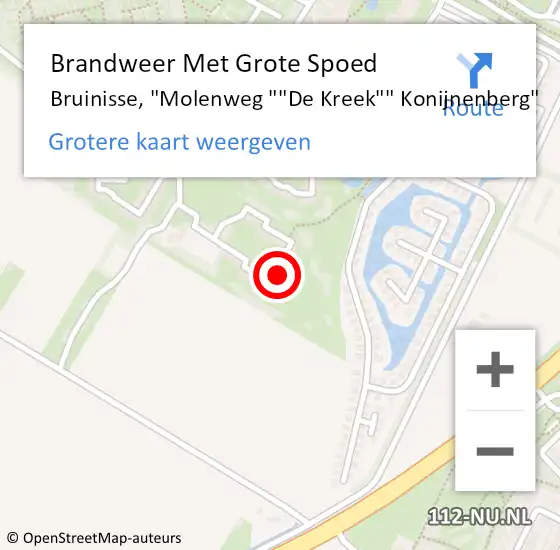 Locatie op kaart van de 112 melding: Brandweer Met Grote Spoed Naar Bruinisse, "Molenweg ""De Kreek"" Konijnenberg" op 30 september 2023 19:40