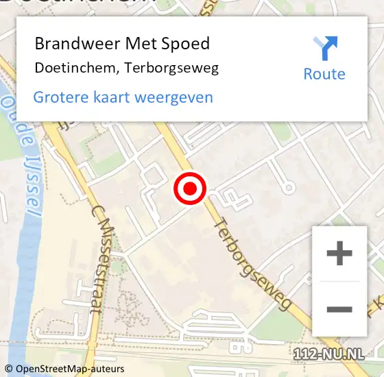 Locatie op kaart van de 112 melding: Brandweer Met Spoed Naar Doetinchem, Terborgseweg op 30 september 2023 19:45