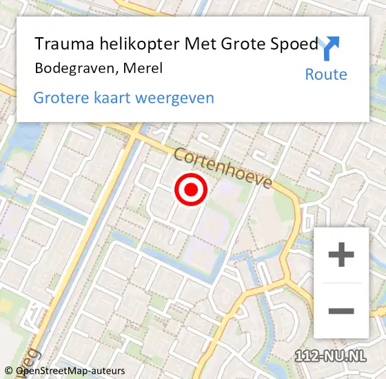 Locatie op kaart van de 112 melding: Trauma helikopter Met Grote Spoed Naar Bodegraven, Merel op 30 september 2023 19:45