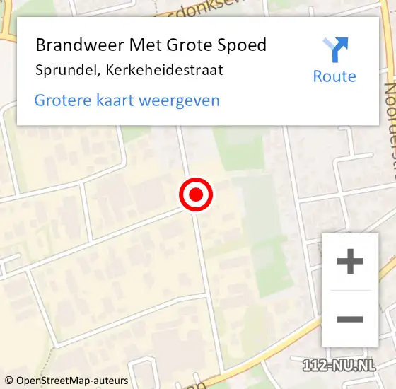 Locatie op kaart van de 112 melding: Brandweer Met Grote Spoed Naar Sprundel, Kerkeheidestraat op 30 september 2023 19:46