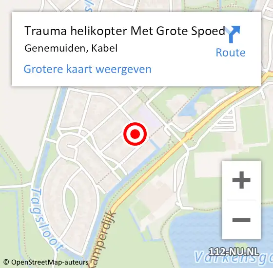 Locatie op kaart van de 112 melding: Trauma helikopter Met Grote Spoed Naar Genemuiden, Kabel op 30 september 2023 20:02