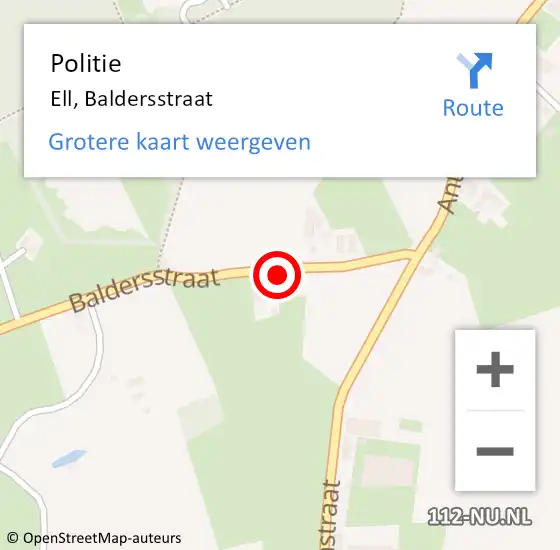 Locatie op kaart van de 112 melding: Politie Ell, Baldersstraat op 30 september 2023 20:24