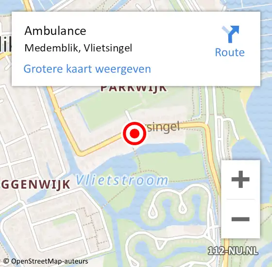 Locatie op kaart van de 112 melding: Ambulance Medemblik, Vlietsingel op 30 september 2023 20:39