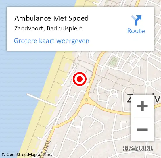 Locatie op kaart van de 112 melding: Ambulance Met Spoed Naar Zandvoort, Badhuisplein op 30 september 2023 23:47