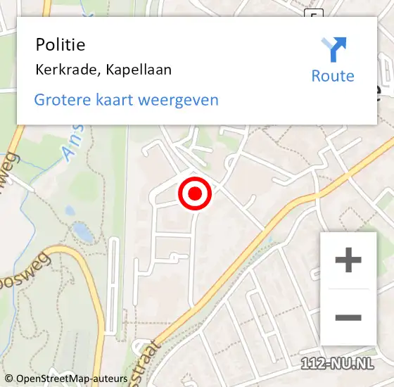 Locatie op kaart van de 112 melding: Politie Kerkrade, Kapellaan op 1 oktober 2023 00:19