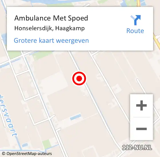 Locatie op kaart van de 112 melding: Ambulance Met Spoed Naar Honselersdijk, Haagkamp op 1 oktober 2023 00:38