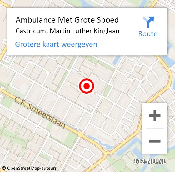 Locatie op kaart van de 112 melding: Ambulance Met Grote Spoed Naar Castricum, Martin Luther Kinglaan op 1 oktober 2023 01:01
